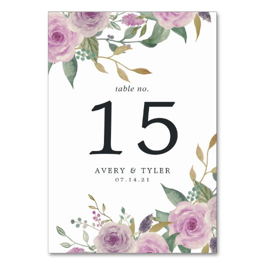 Carte de numéro de table Violet & Sage (Par défaut)