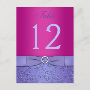 Carte de numéro de table violette RIBBON Fuchsia I