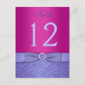Carte de numéro de table violette RIBBON Fuchsia I (Devant)