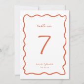 Carte de numéro de table Whimsical Orange Mariage (Devant)