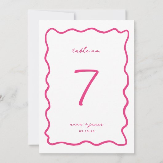 Carte de numéro de table Whimsical Pink Mariage (Devant)