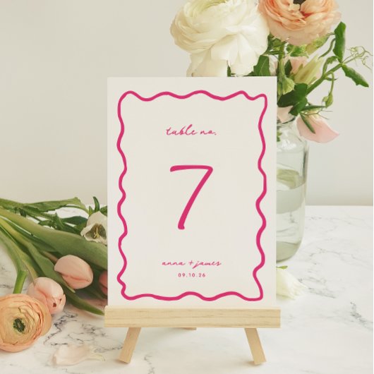 Carte de numéro de table Whimsical Pink Mariage