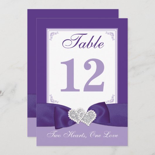 Carte de numéro de tableau blanc violet BAS IMPRIM (Devant / Derrière)