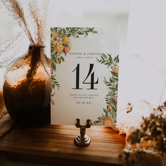 Carte de numéro de tableau Botanique de Citrus Orc