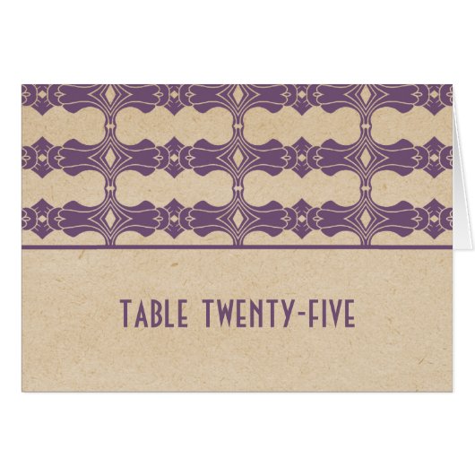 Carte de numéro de tableau de bord Art déco violet (Devant horizontal)