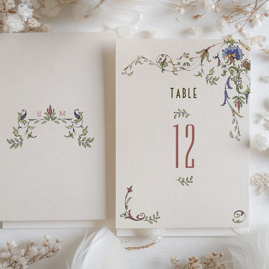 Carte de numéro de tableau de l'élégance botanique