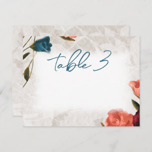 Carte de numéro de tableau de Mariage Rose turquoi