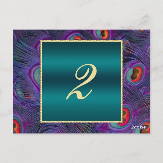 Carte de numéro de tableau de plum turquoise (Dos)