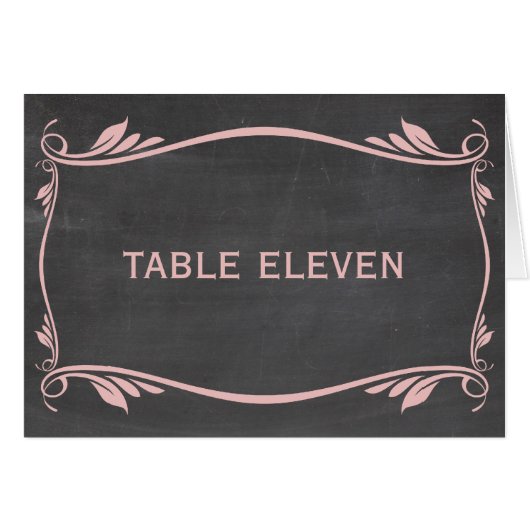 Carte de numéro de tableau de tableau rose (Devant horizontal)