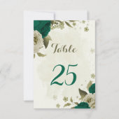 carte de numéro de tableau des fleurs beiges vert (Devant)