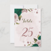 carte de numéro de tableau des fleurs rose vert ém (Devant)