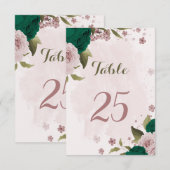 carte de numéro de tableau des fleurs rose vert ém (Devant / Derrière)