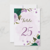 carte de numéro de tableau des fleurs violettes ve (Dos)