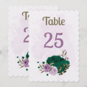 carte de numéro de tableau des fleurs violettes ve (Devant / Derrière)