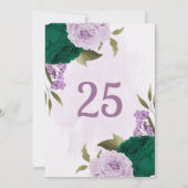 carte de numéro de tableau des fleurs violettes ve (Dos)