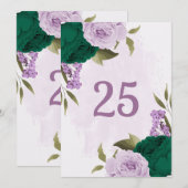 carte de numéro de tableau des fleurs violettes ve (Devant / Derrière)