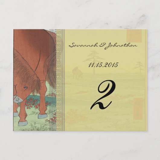 Carte de numéro de tableau du Mariage de cheval Wh (Devant)