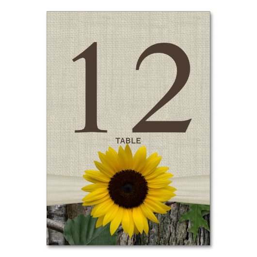 Carte de numéro de tableau du tournesol et du bois (Par défaut)