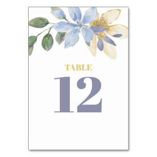 Carte de numéro de tableau florale élégante couleu