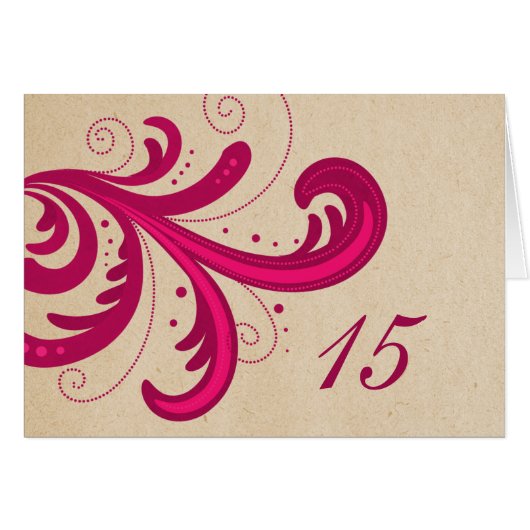 Carte de numéro de tableau rose élégant (Devant horizontal)