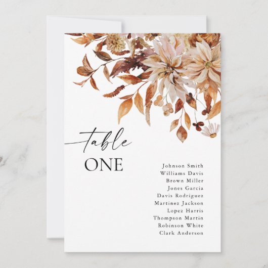 Carte de numéro de tableau Rustic Fall Seating Cha (Devant)