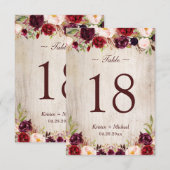 Carte de numéro de tableau Rustique de la Bourgogn (Devant / Derrière)