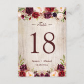 Carte de numéro de tableau Rustique de la Bourgogn (Devant)