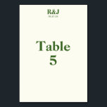 Carte de numéro de tableau simple moderne Mariage<br><div class="desc">Créez des cartes de numéro de table avec les monogrammes souhaités et la date spéciale. Très claire teinte jaune avec police verte. Simple et moderne. Parfait avec les fournitures mariages de la collection Romantic Tree Design. Ajoutez le monogramme de votre couple, la date du mariage et le numéro du tableau....</div>