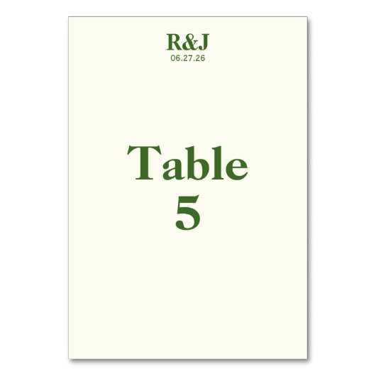 Carte de numéro de tableau simple moderne Mariage  (Par défaut)