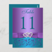 Carte de numéro de tableau Turquoise,  Florale, Co (Devant / Derrière)