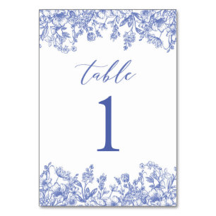 Carte de numéro de tableau Vintage bleu floral mod