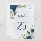 carte de numéro du tableau des fleurs bleu clair m (Dos)