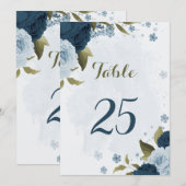 carte de numéro du tableau des fleurs bleu clair m (Devant / Derrière)