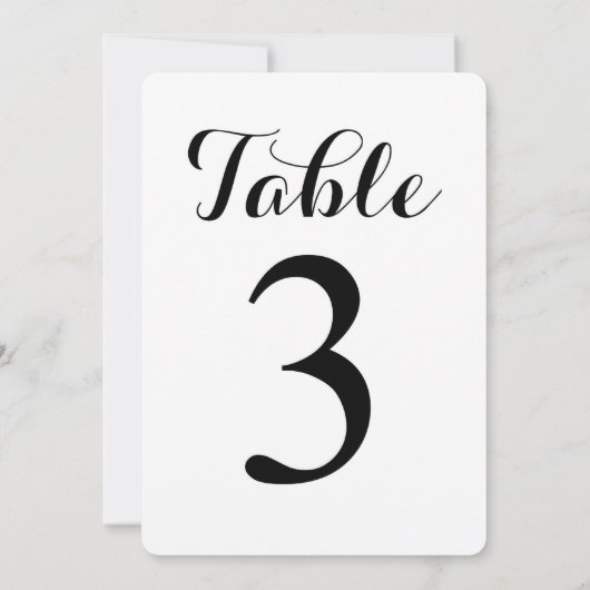 Carte de numéros de table 3 | Écriture moderne | C (Dos)