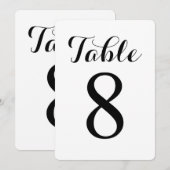 Carte de numéros de table 8 | Table 8 Moderne Scri (Devant / Derrière)