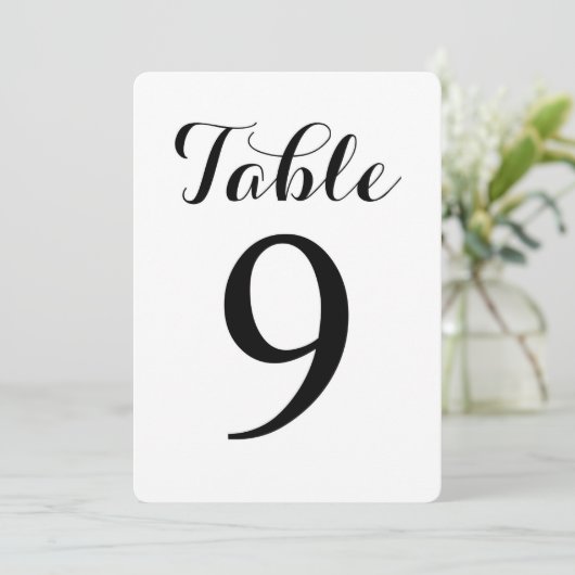 Carte de numéros de table 9 | Table moderne de sty (Debout devant)