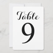 Carte de numéros de table 9 | Table moderne de sty (Dos)