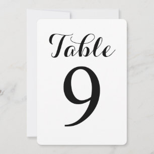 Carte de numéros de table 9   Table moderne de sty