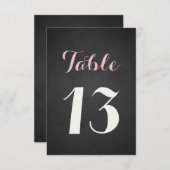 Carte de numéros de table à craie écriture rose et (Devant / Derrière)