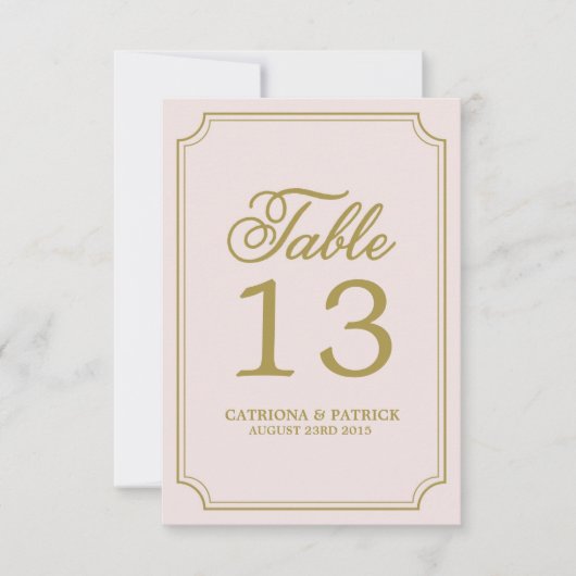 Carte de numéros de table à motif écriture Blush & (Devant)