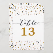 Carte de numéros de table à points de confettis ro (Devant / Derrière)