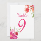 Carte de numéros de table avec fleurs aquarelles r (Dos)