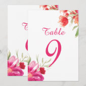 Carte de numéros de table avec fleurs aquarelles r (Devant / Derrière)