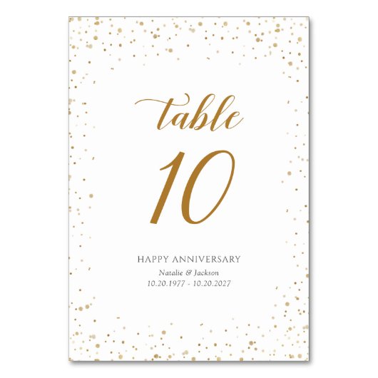 Carte de numéros de table d'anniversaire en or - G (Par défaut)