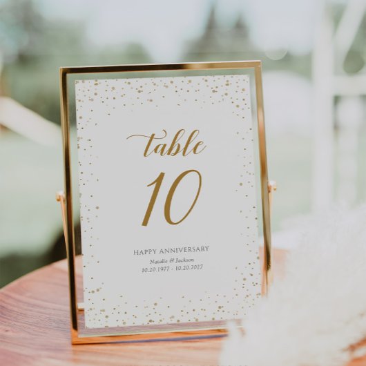Carte de numéros de table d'anniversaire en or - G