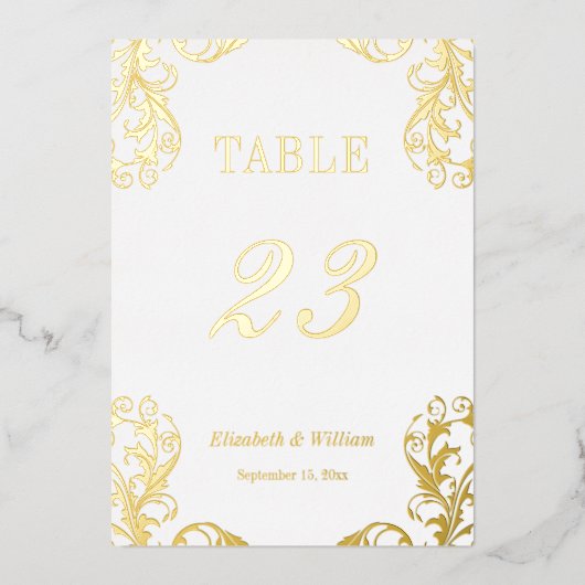 Carte de numéros de table en damasquinage à plaqua (Recto)