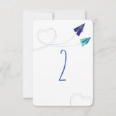 Carte de numérotation de table en aquarelle d'avio (Dos)