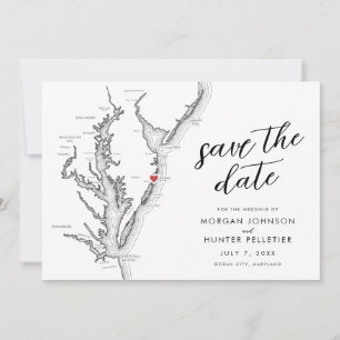 Carte de Ocean City Maryland Mariage Moderne Minim