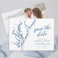 Carte de Ocean City Maryland Mariage Moderne Minim