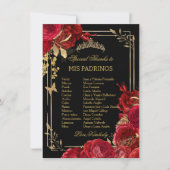 Carte de Padrinos de QUINCEAÑERA Fleur de Bourgogn (Devant)